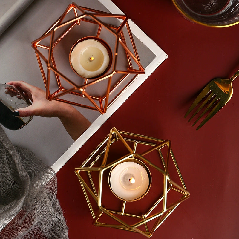 Minimalist Elegance: Nordic Gold Candlestick Decor
