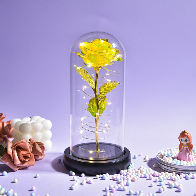 Yellow Rose Glass Dome Trending Gift