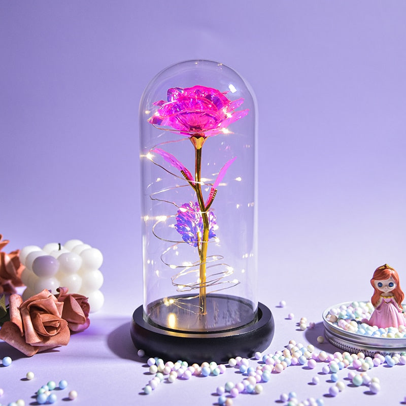 Pink Rose Glass Dome Trending Gift