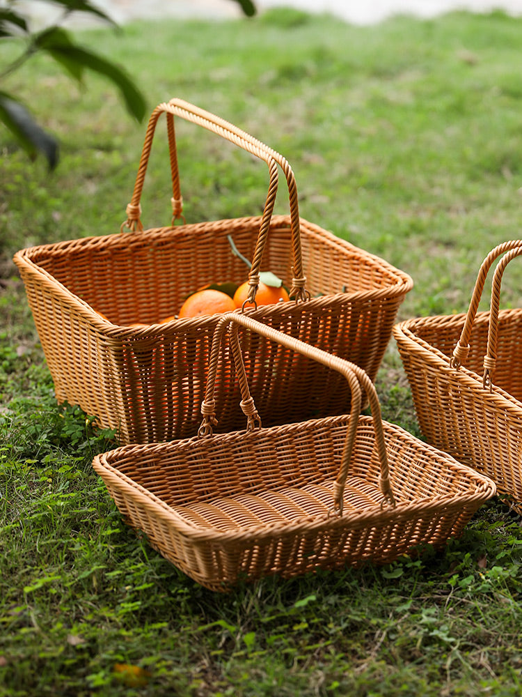 Basket of Joy: Rattan-like Basket for Picnics and More